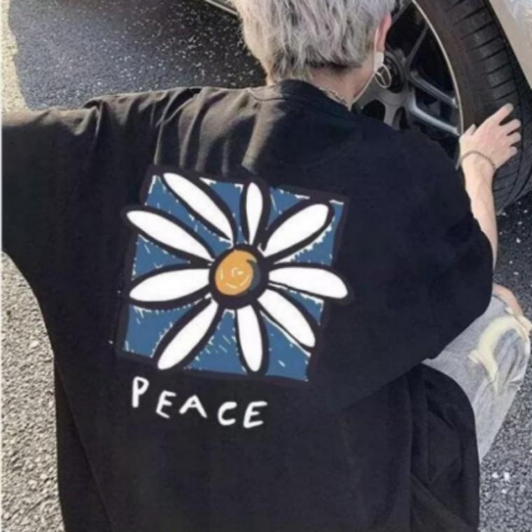 남성 피스풀 데이지 헤비웨이트 그래픽 반팔 데일리 캐주얼 티셔츠