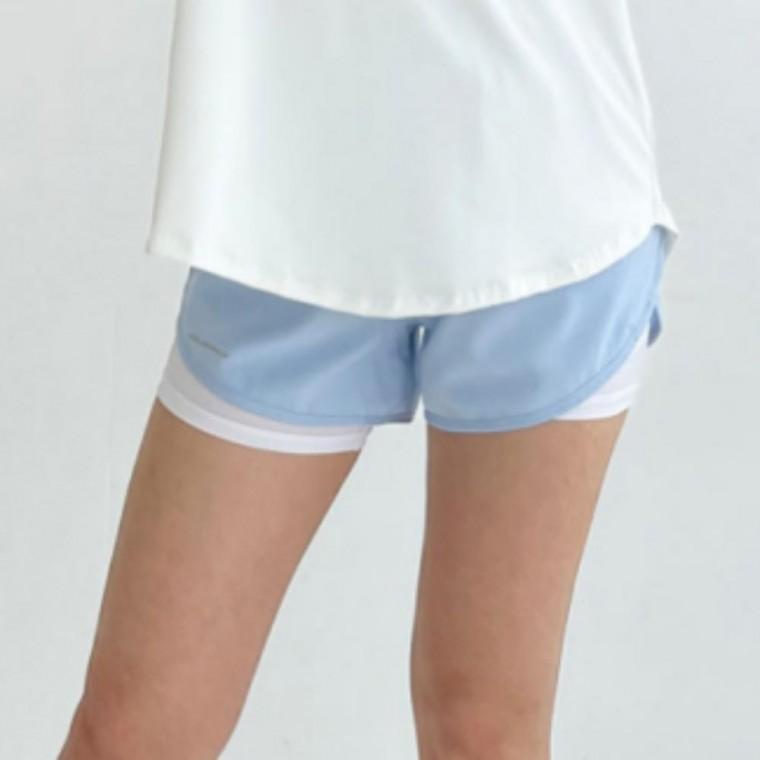 여성 허리밴딩 일체형 레깅스 멀티포켓 통기성 스트레치 투인원 3부