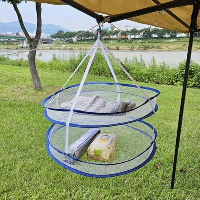 캠핑 건조망 수납 보관 2단 멀티건조대 정리함 식기 야채말리기 멀티건조대 가방 설거지 수납함