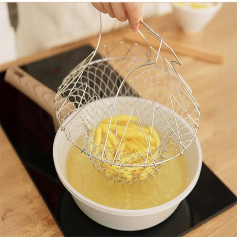 스텐채망 야채세척 야채데치기 접이식