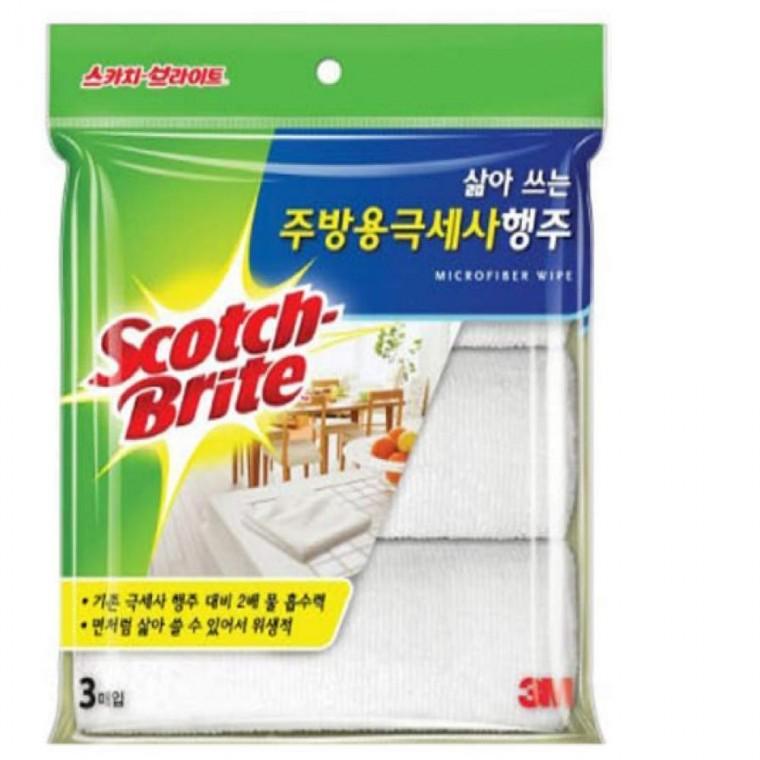 3M 삶아쓰는 극세사 행주 3매 물기흡수 수건행주 세차수건