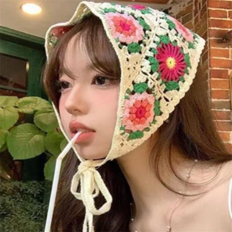 손뜨개두건 여성니트삼각스카프 헤어스카프 여성뜨개두건