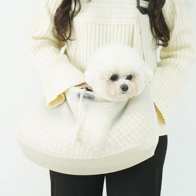 [레드퍼피]끌레 메쉬 이동가방(파스텔아이보리)