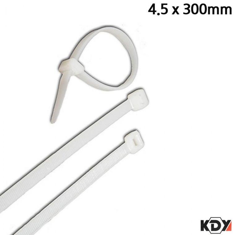 KDY 화이트 케이블타이 4.5 x 300mm 100개입 전선 선정리끈