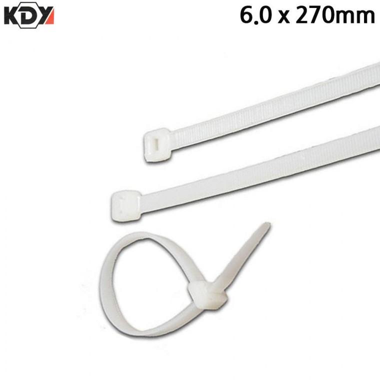 KDY 화이트 케이블타이 6.0 x 270mm 100개입 전선 선정리끈