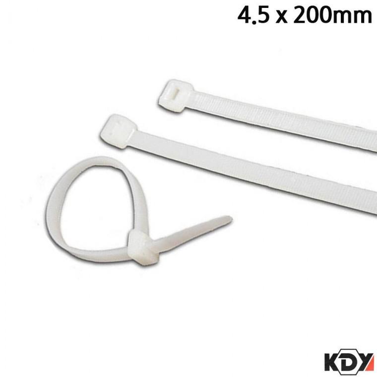 KDY 화이트 케이블타이 4.5 x 200mm 100개입 전선 선정리끈