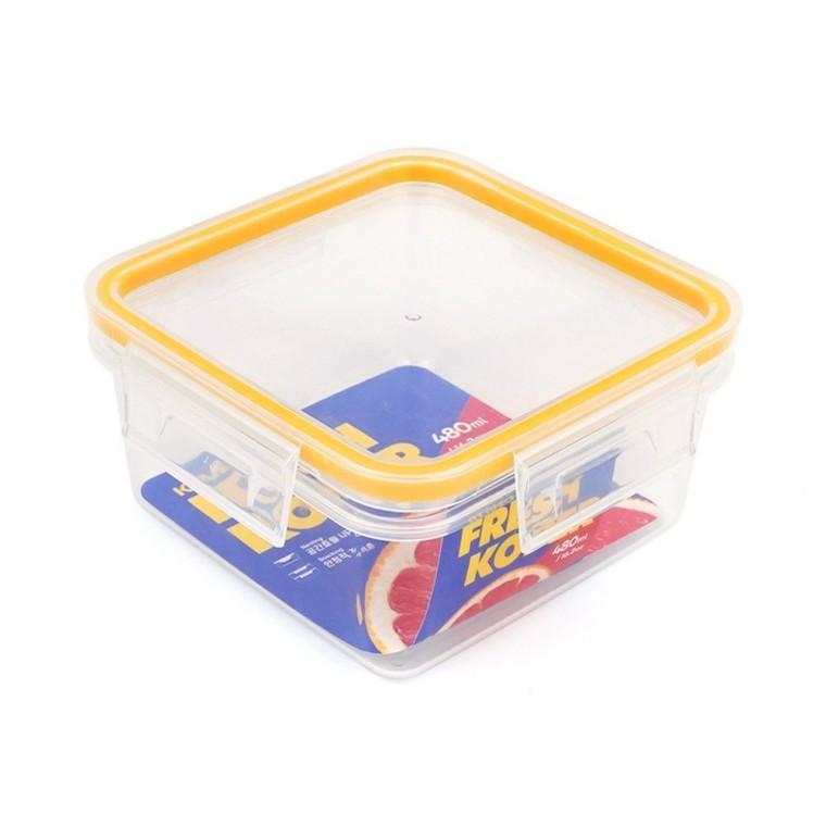 보관용기 밀폐용기 보관통 위생 누수 반찬 냉장 일반밀폐 480ml 투명 정사각 차단