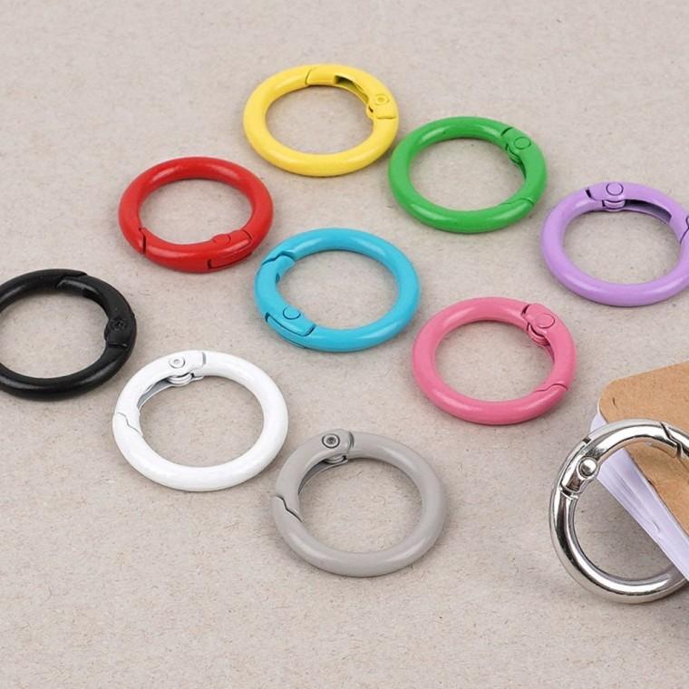 원형컬러고리 오픈형 연결 탈부착 쉬운 메탈 컬러 24mm 원형 카드 열쇠 1P 고리링