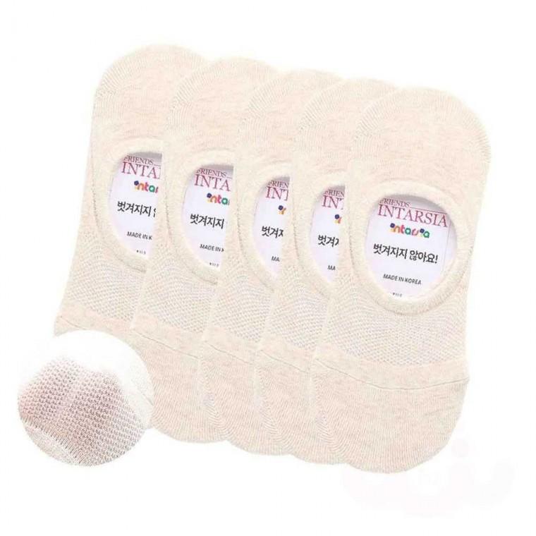 여성용 발등메쉬 덧신양말 베이지 5P 여름덧신 안벗겨지는양말 여자덧신양말