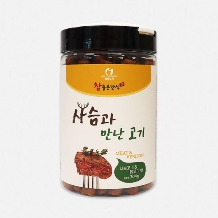 (2개묶음)헬로도기 사슴과 만난 고기(304g/사슴고기 닭고기맛)