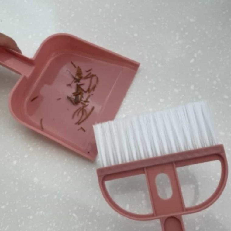 미니빗자루 쓰레받기 연핑크 책상빗자루 빗자루쓰레받기세트 방빗자루