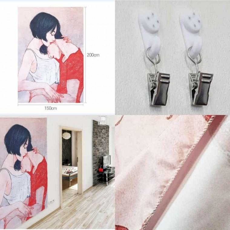 패브릭 포스터 커플 L 가리개천 신혼집인테리어 거실벽장식 집들이선물 가림막천