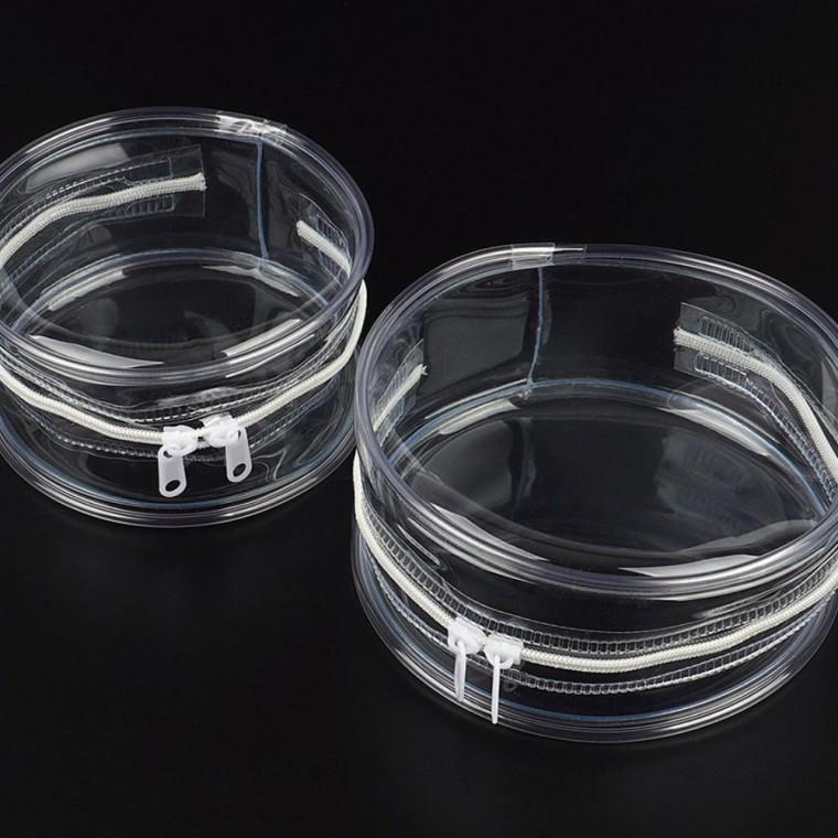 다용도가방 투명 원형 PVC 파우치 악세사리 귀걸이 반지 소품 지퍼 방수 휴대 보관