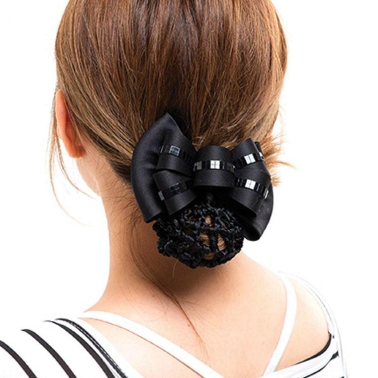 리본 머리망 올림머리 헤어망 간호사 면접 승무원 핀 리본 머리 끈 그물 반 똥 올림 예쁜 헤어 핀 슈슈