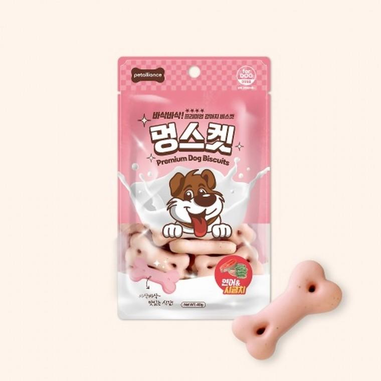 (20개묶음)멍스켓 강아지 비스켓(연어 시금치)40g(유통27년1월16일)