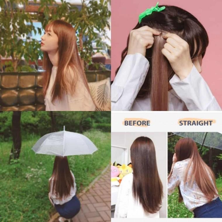 헤어피스 스트레이트 에쉬핑크 붙임가발 똑딱이피스 붙임머리피스 셀프붙임머리 긴머리피스
