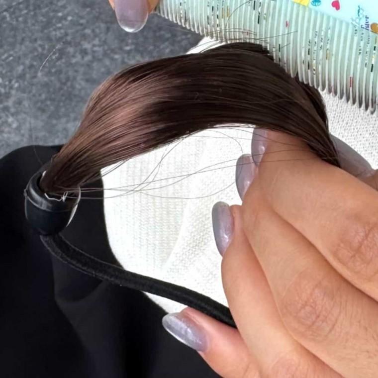 포니테일 가발머리끈 자연갈색 머리끈고무줄 여자머리끈 똥머리밴드