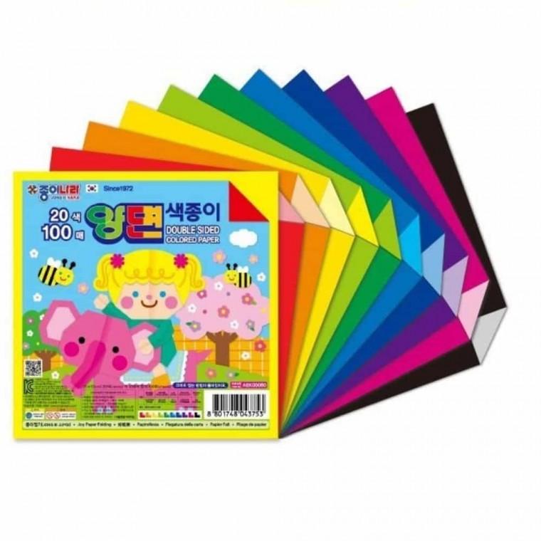 20색 양면색종이 (100매) 종이나라색종이 고급색종이 종이접기색종이 색종이접기 색종이놀이