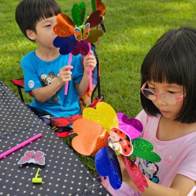 하트 바람개비 2P 정원바람개비 마을꾸미기 화단가꾸기