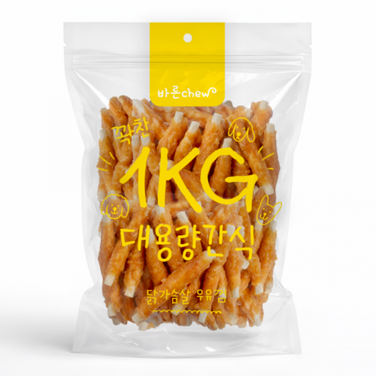 바른츄 닭가슴살 우유껌1kg