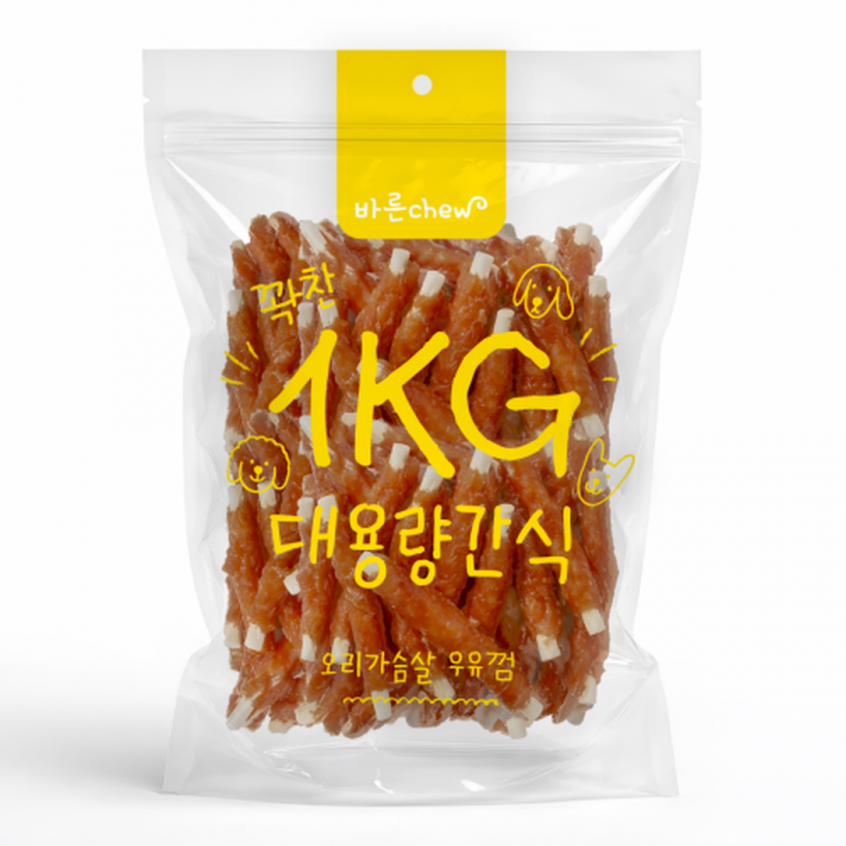바른츄 오리가슴살 우유껌1kg
