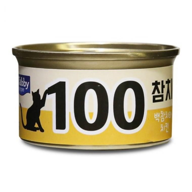 테비 100참치 고양이캔 백참치와 치킨80gX24개(1박스)
