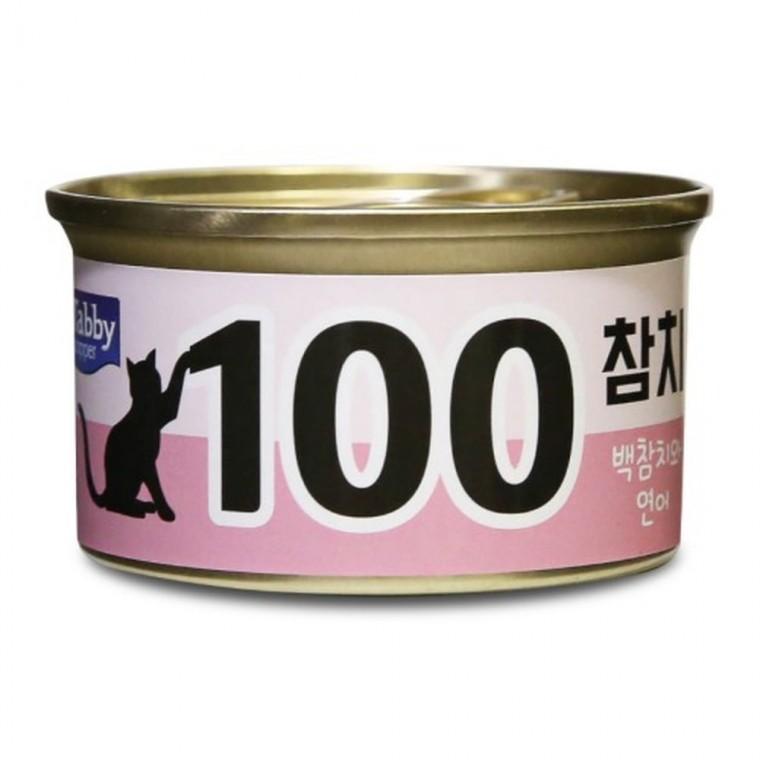 테비 100참치 고양이캔 백참치와 연어80gX24개(1박스)