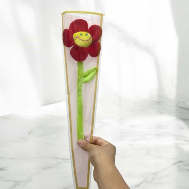 꽃포장지 핑크 50P 사탕봉지 꽃한송이포장 사탕포장지