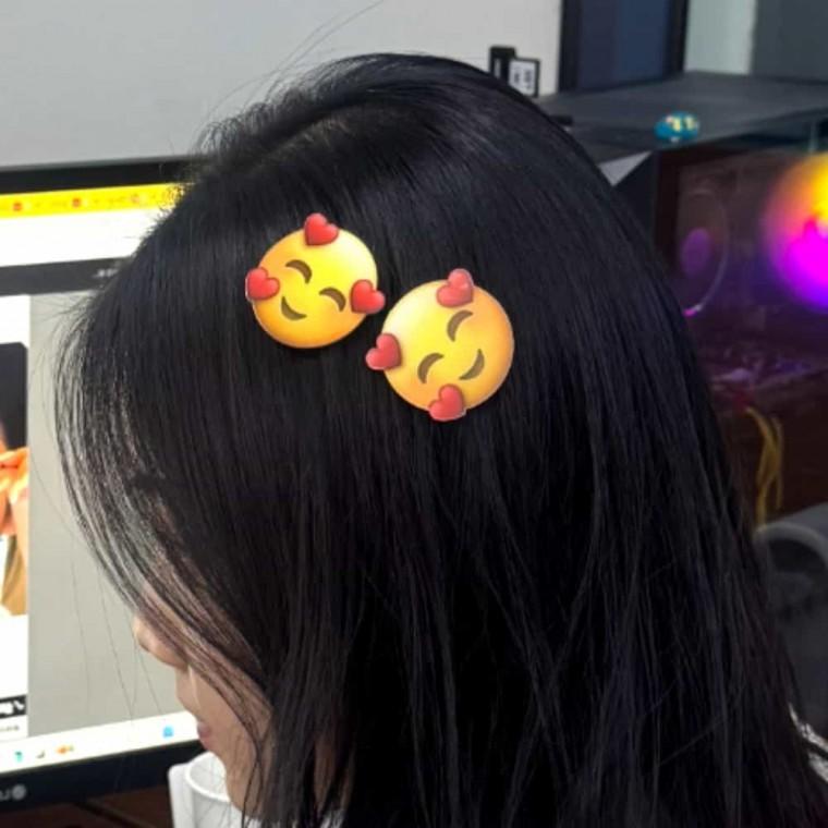 이모지 머리핀 따랑해 헤어핀 헤어악세사리 감정핀