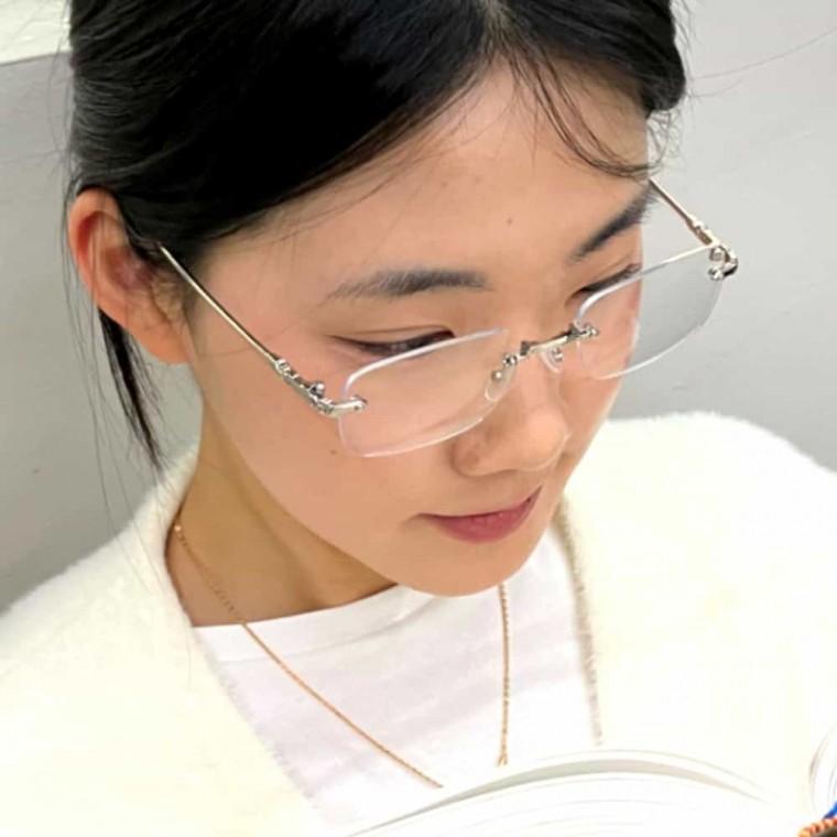 무테안경 실버 가벼운안경 긱시크안경 패션안경