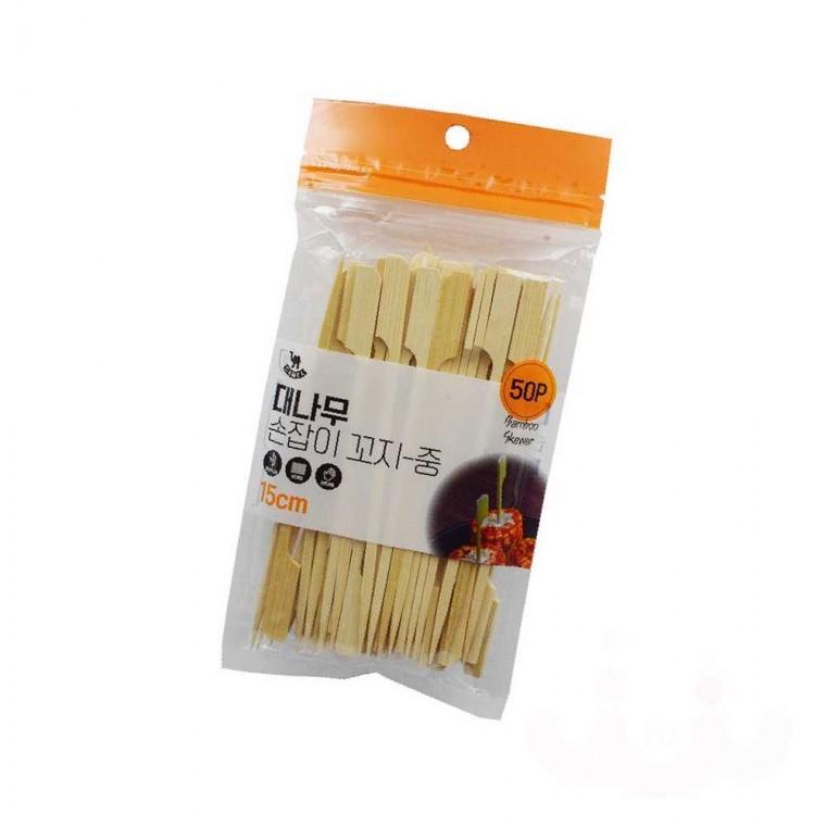 나무 손잡이꼬치 15cm 50P 대나무꼬챙이 나무스틱 샌드위치꽂이