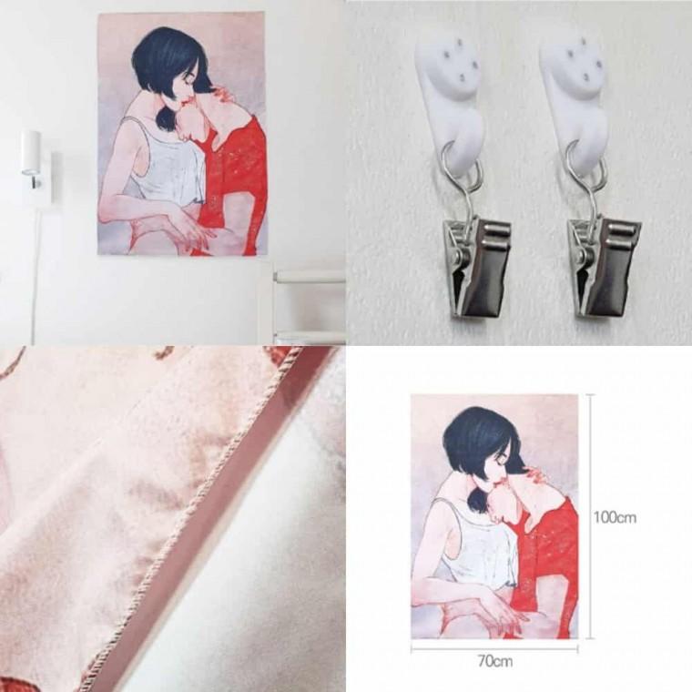 패브릭 포스터 커플 S 두꺼비집가리개 가림막천 신혼집인테리어 벽장식소품 태피스트리