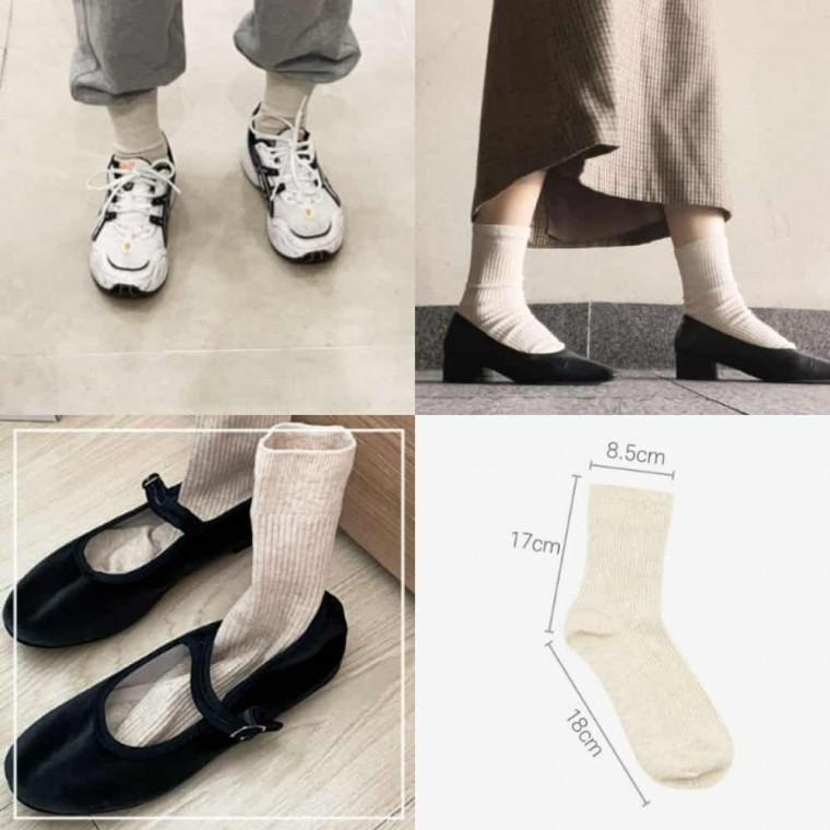 무압박 골지 양말 베이지 검정양말 여성 중목 양말 여자양말 겨울양말 여자 골지양말