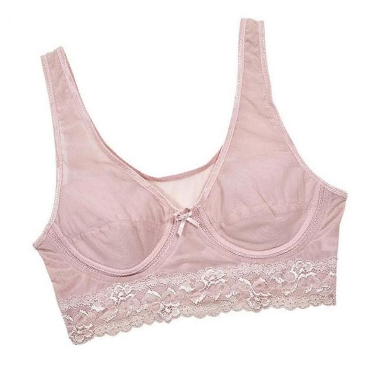 통기성 풀컵 메쉬 노와이어 B컵 스포츠브라 베이지