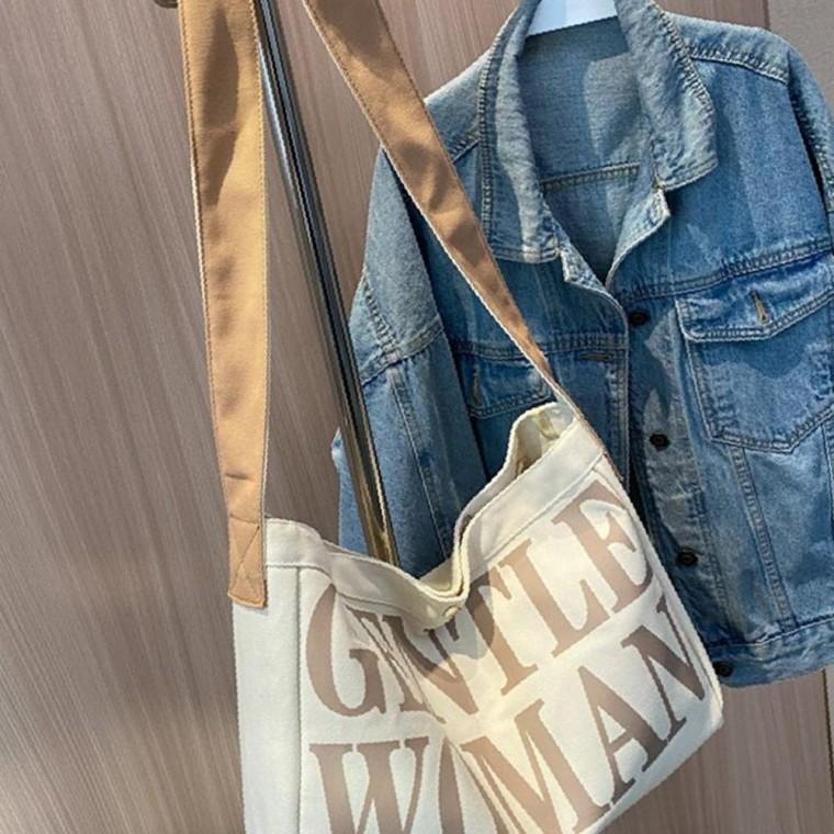 여성 데일리 숄더 대학생 여행용 에코 백 베이지