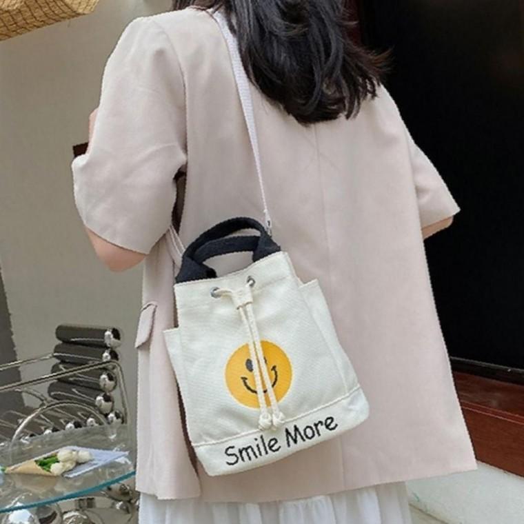 복조리 스마일 포인트 에코백 블랙