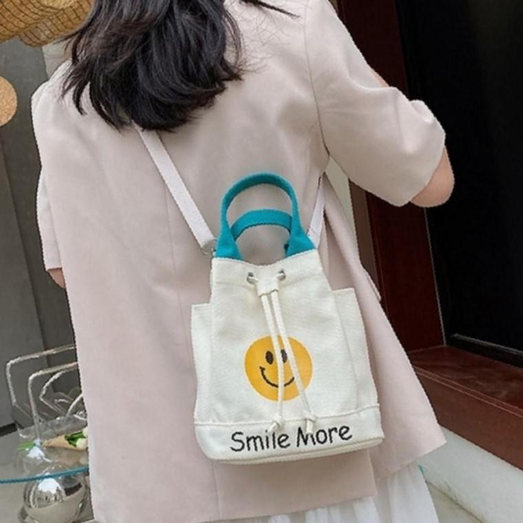복조리 스마일 포인트 에코백 그린