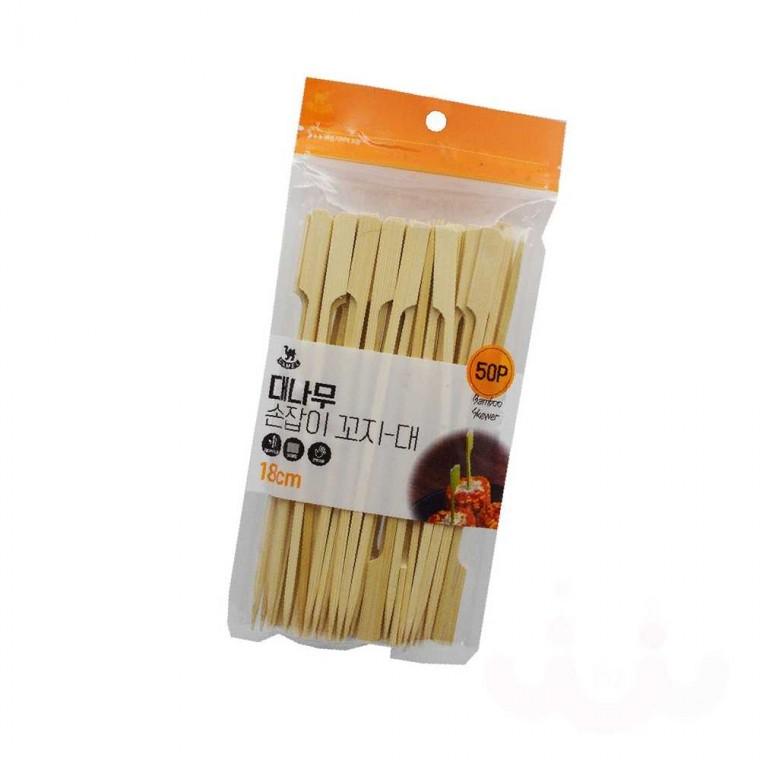 나무 손잡이꼬치 18cm 50P 햄버거꼬치 손잡이꼬지 대나무꼬치