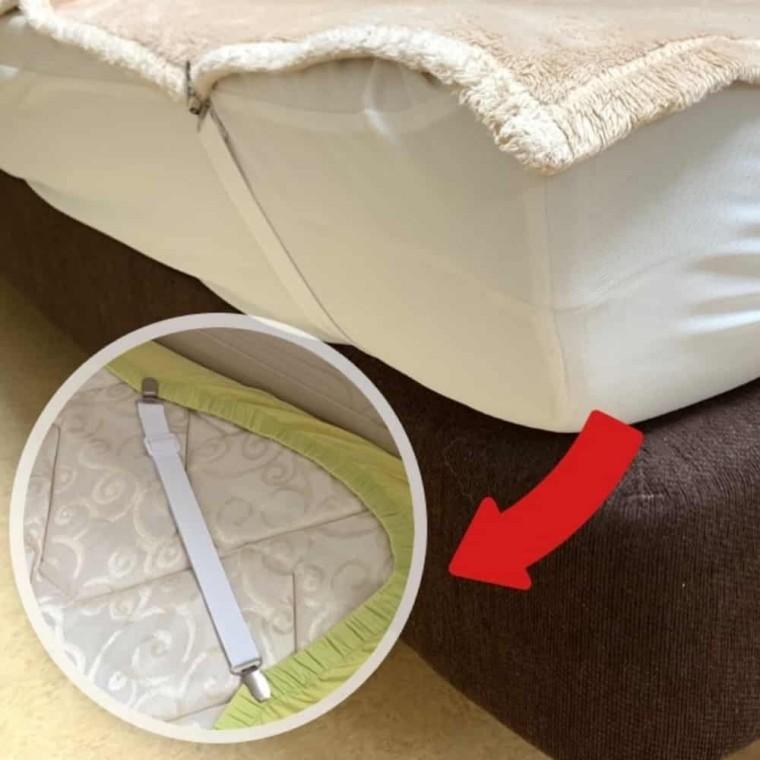 일자형 침대시트 고정밴드 4P 이불고정클립 침대고정밴드 시트고정 이불집게 밀림방지집게