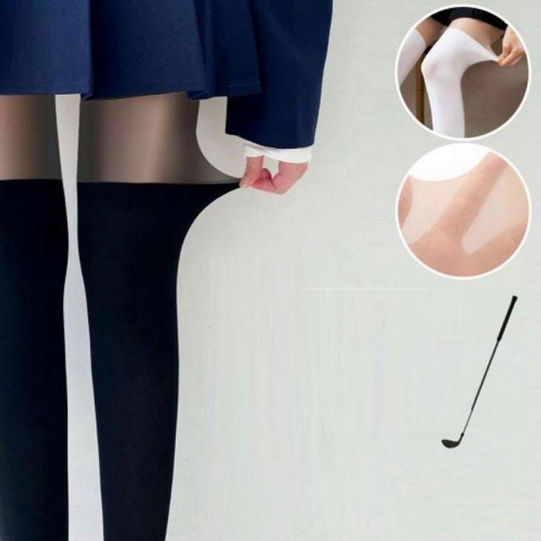 쫀쫀한압박감 투톤 골프스타킹 팬티스타킹 여자 기모 검정반 타이즈 투톤 고탄력 패션 반반 겨울