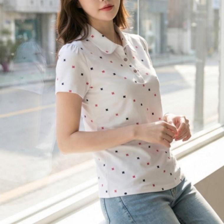 여성 골프웨어 냉감 캐주얼 카라 터틀넥 반팔 티셔츠