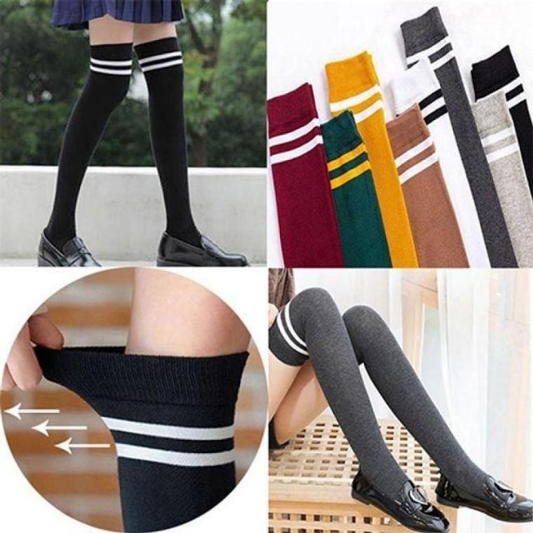 8가지색상 2선 오버니삭스 롱양말 양말 패션양말 패션 긴목 양말 요가 여자 여성 오버 골프 무릎 민무늬