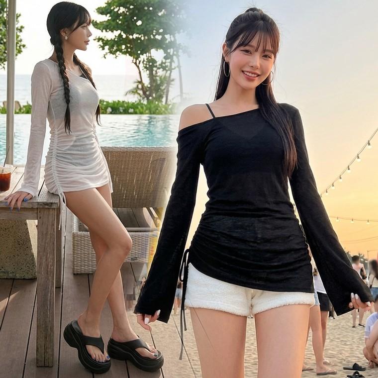 블러셔링커버업 티셔츠 원피스 시스루 비키니 비치