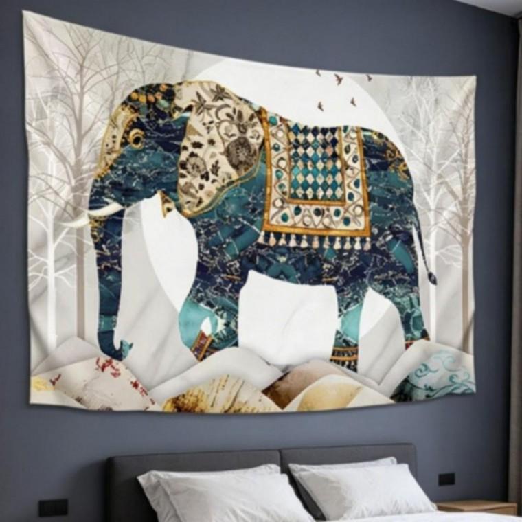 홈데코 패브릭 포스터 벽장식 가림천 코끼리 가리개 가림막 커튼 200x150cm