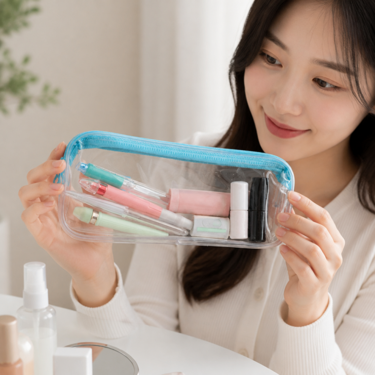 투명 PVC 지퍼 파우치 여행용 소품 케이스 방수 슬림형