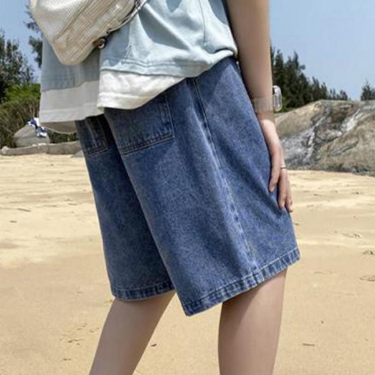 반바지 데님 밴딩 팬츠 여름바지 5부팬츠 청바지 5부 버뮤다 청 와이드