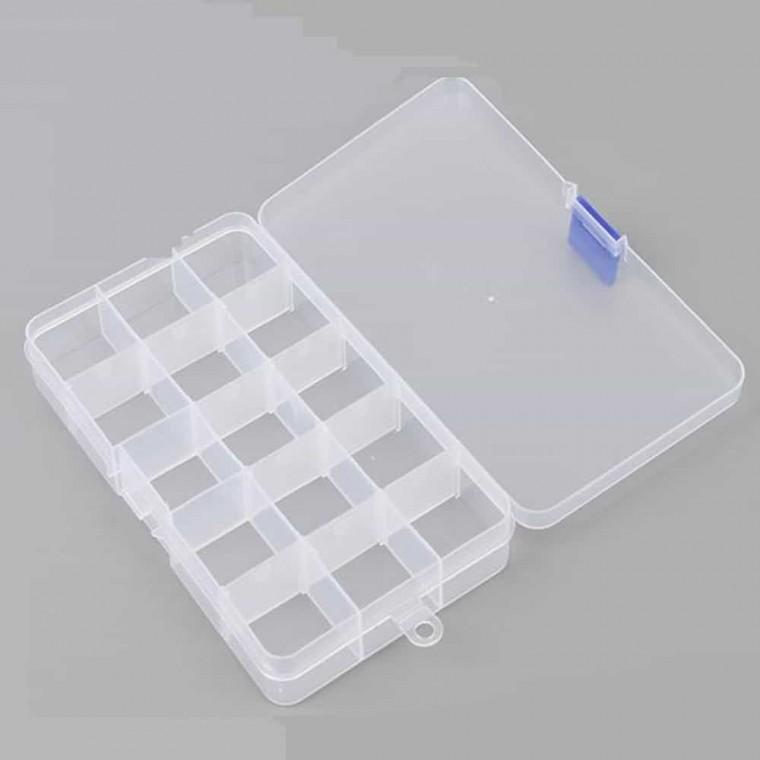 15칸 투명 플라스틱 칸막이 조절 수납케이스 투명칸막이정리함 비즈수납정리함