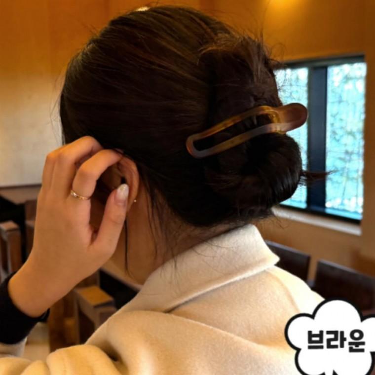 올림머리 집게핀 브라운 가로 올림머리핀 무광 무광 여성 집게핀 패션