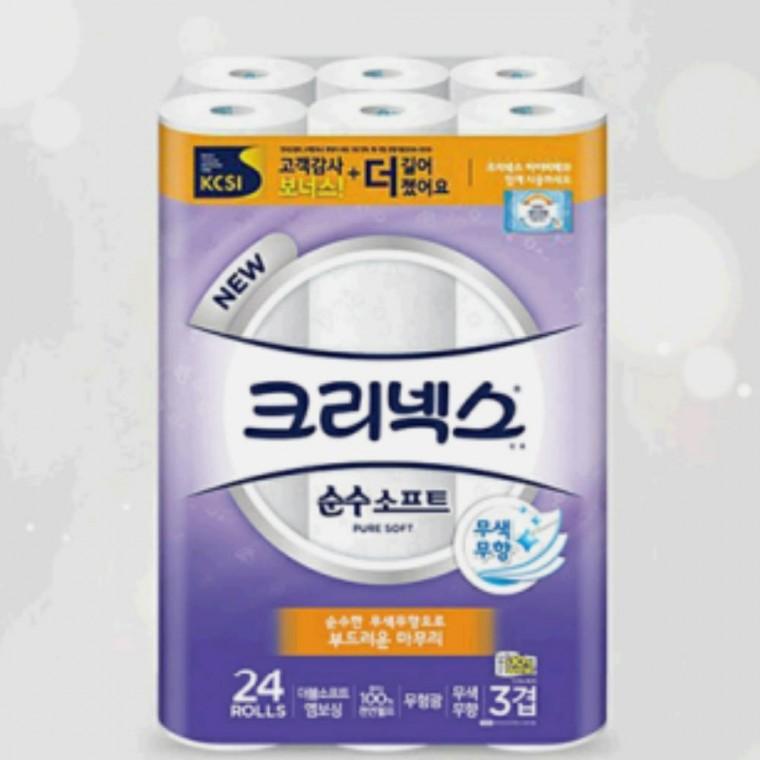 순수 소프트 3겹 화장지 24롤 두루마리 휴지
