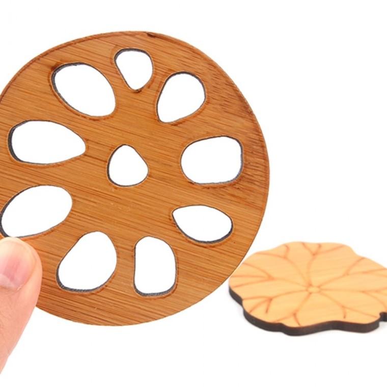 컵받침 원목 원형 보호 열차단 찻잔 장식 홈카페 티매트 식탁 꽃모양